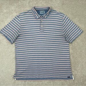Faterty Isle Polo Shirt Adult Extra Large Blue & Pink Striped Casual Preppy Men